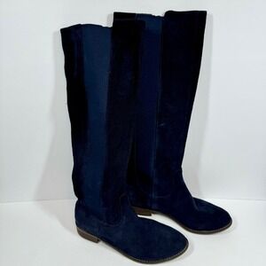 Very Volatile Suede Knee High Boots Elastic‎ Panel Comfort Blue Size 7